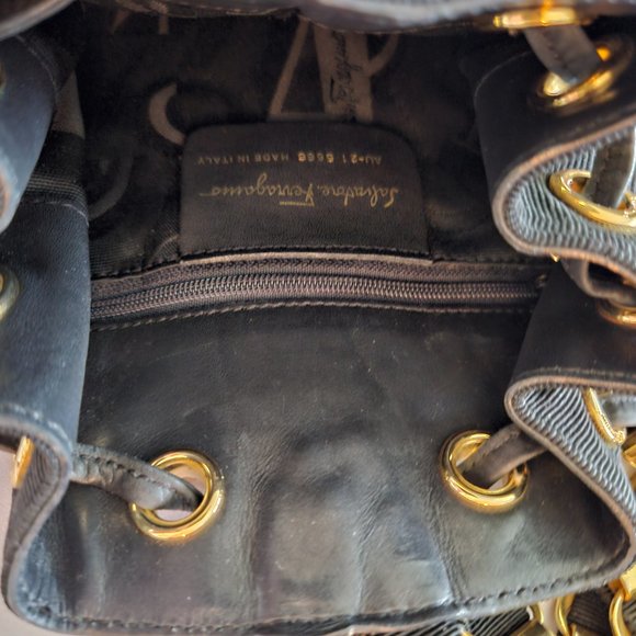Salvatore Ferragamo Black Vara Chain Backpack Bag (EUC)